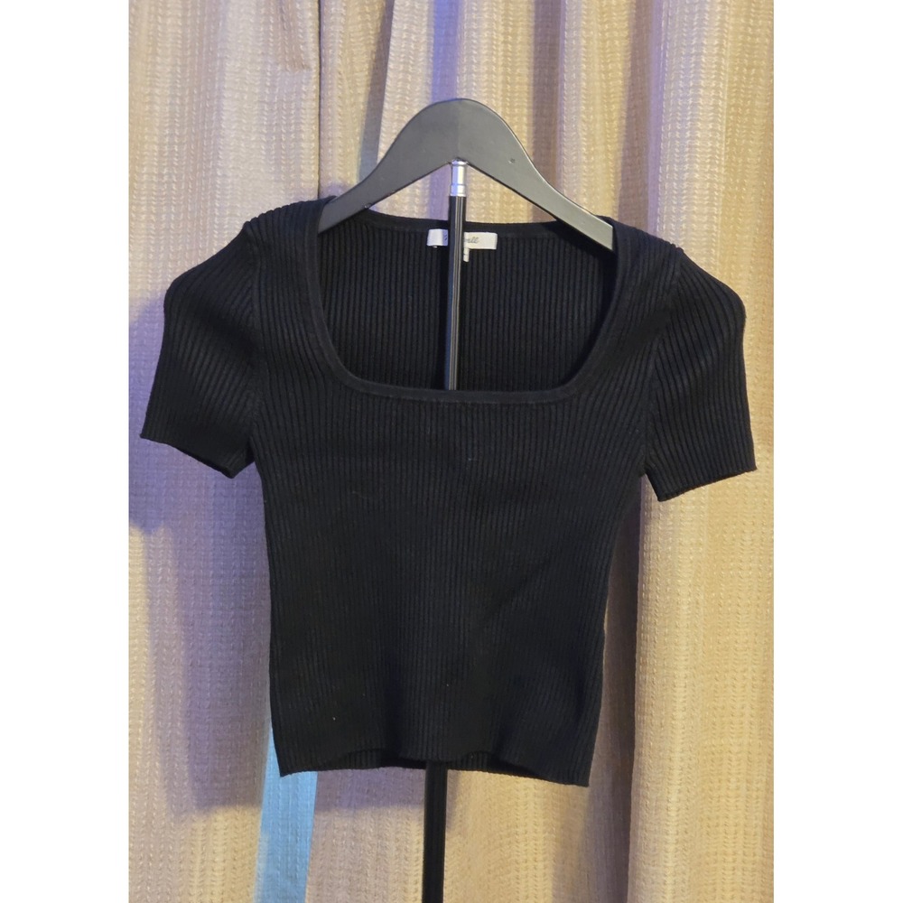 Madewell Square-Neck Crop Sweater Women's Size XS Black